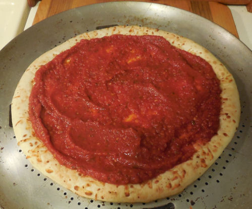 pizza crust and sauce
