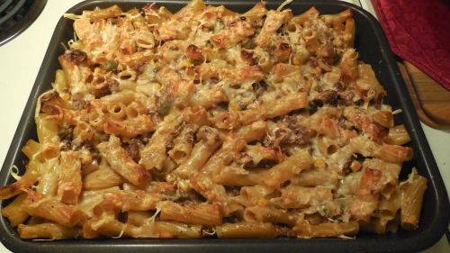 Mexican casserole with chili peppers and cheese