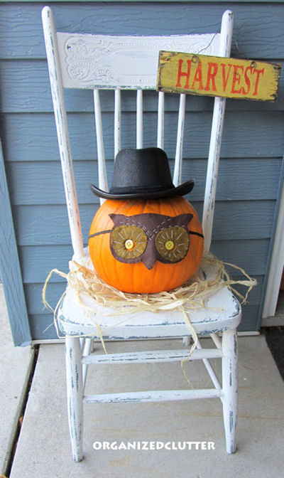 Mr Pumpkin gets a mask and top hat for Halloween