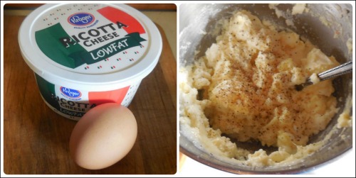 Ricotta and eggs makes a creamy mixture
