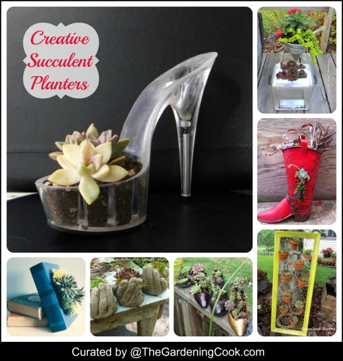 Great round up of creative succulent planters