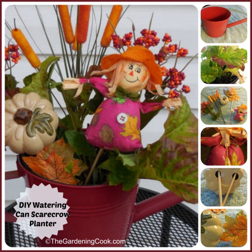 DIY Scarecrow Watering Can Planter