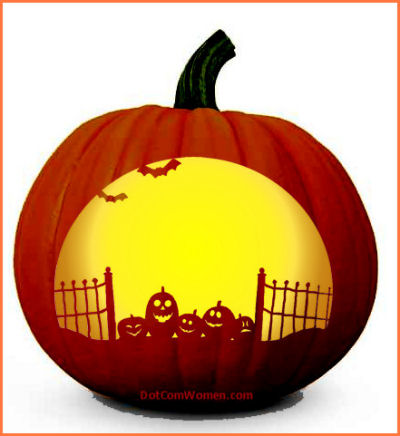 Some pumpkins in a pumpkin and a bat to boot!