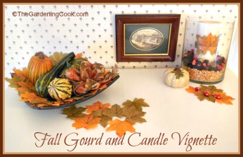 Fall Gourd and Candle Vignette