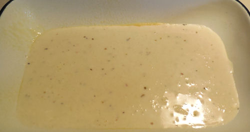 Alfredo in the bottom of the dish