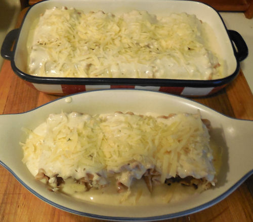 Top with more sauce and shredded cheese