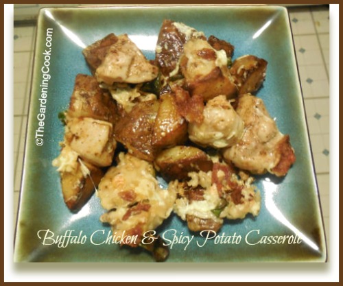 Loaded potato and buffalo chicken casserole