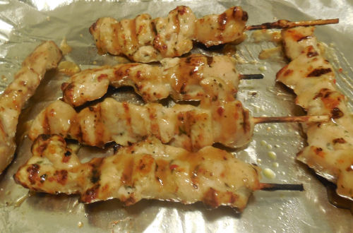 Asian glazed chicken skewers