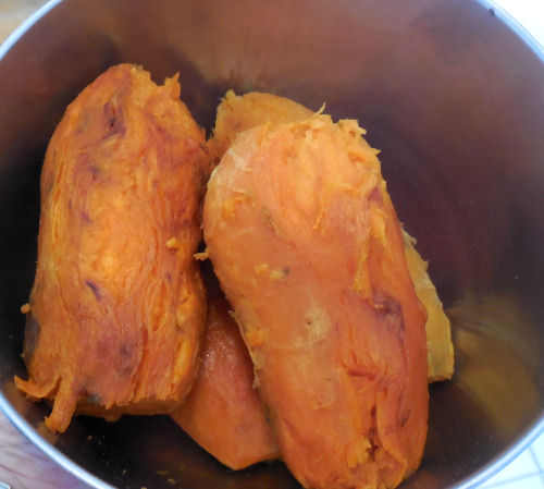 Peeled sweet potatoes