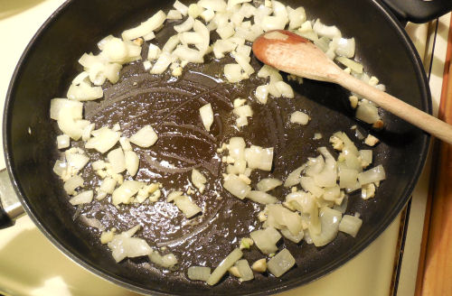 cook the onions and garlic