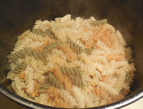cooked rotini pasta