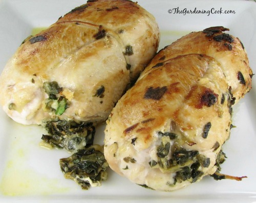 Chicken Breasts stuffed with Spinach, Feta Cheese and Pine Nuts