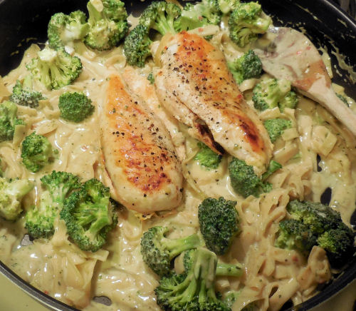 return the chicken to the pan