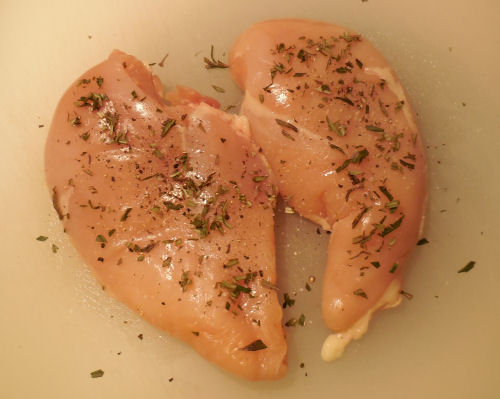 season the chicken with rosemary and salt and pepper
