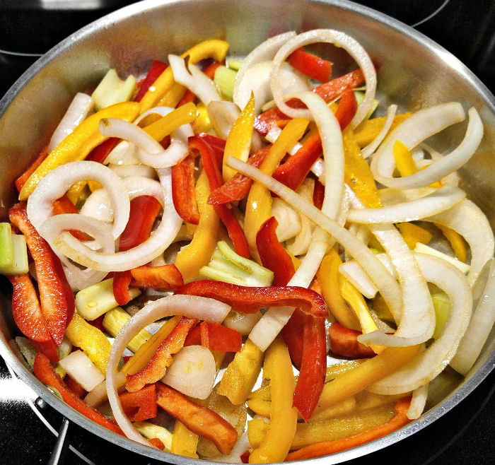 Onions, celery and sweet peppers