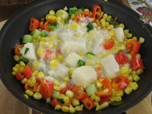 corn chowder ingredients.