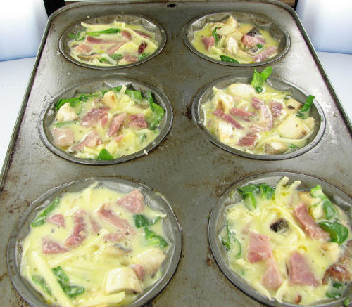 Egg muffins ready to cook.