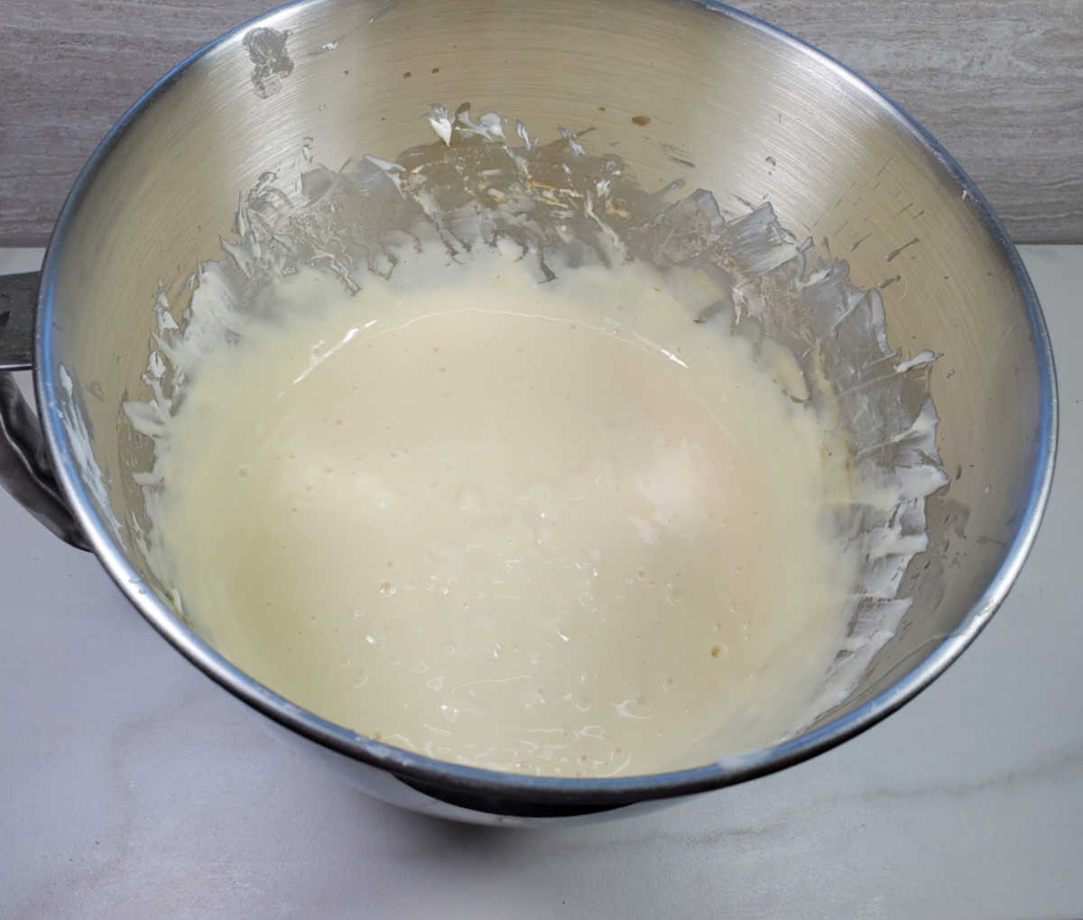 Cream cheese mixture for cream cheese swirl brownies. 