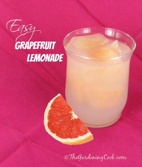 Easy Grapefruit Lemonade - great way to use grapefruit ice cubes