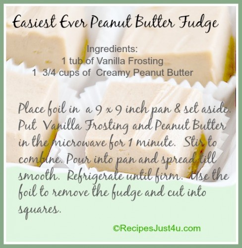 Easiesst ever peanut butter fudge. Only 2 ingredients!
