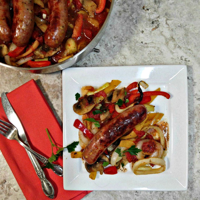 Serving these one pot Italian sausages
