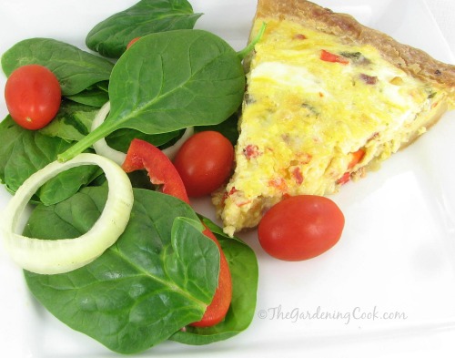 Spinach, Gouda and Onion Quiche - comfort food for breakfast.