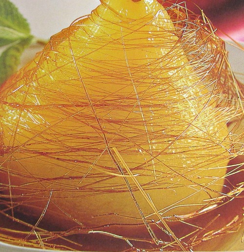 Spun Sugar Poached pears