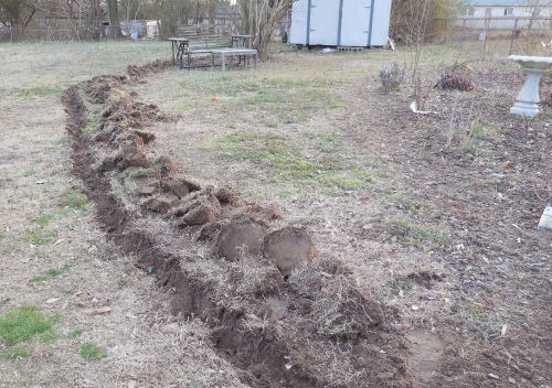 Trench around my test garden