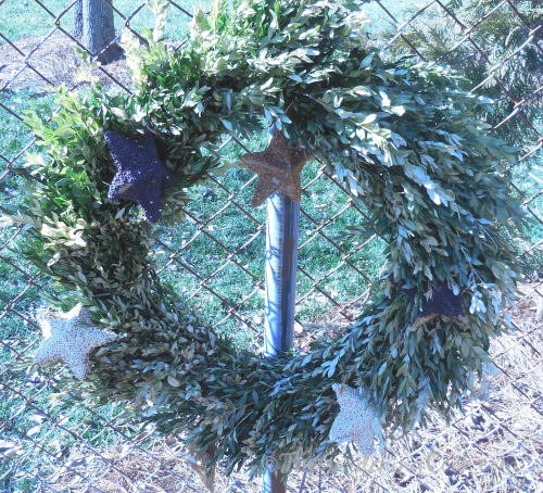 Boxwood wreath bird feeder