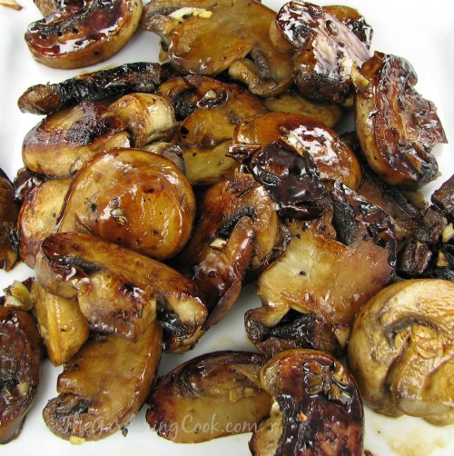 Caramelized Mushrooms with balsamic and brown sugar. So delicious.