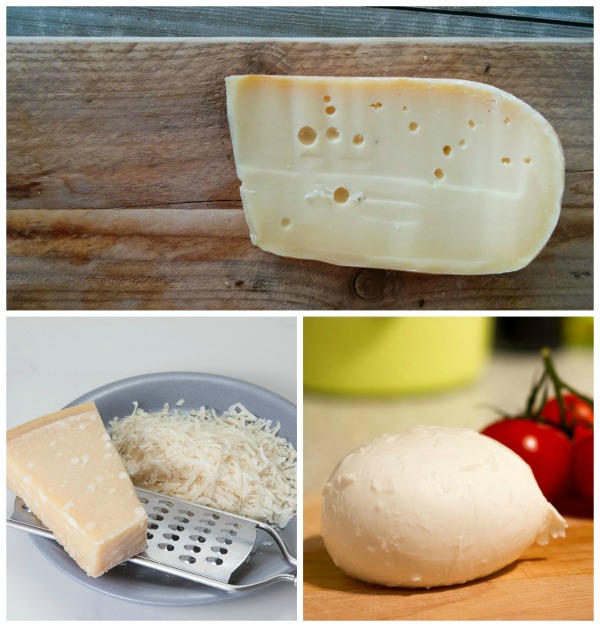 provolone, mozzarella and Parmesan cheese provolone, mozzarella and Parmesan cheese