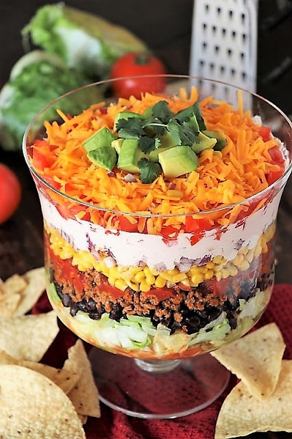 Layered taco salad.