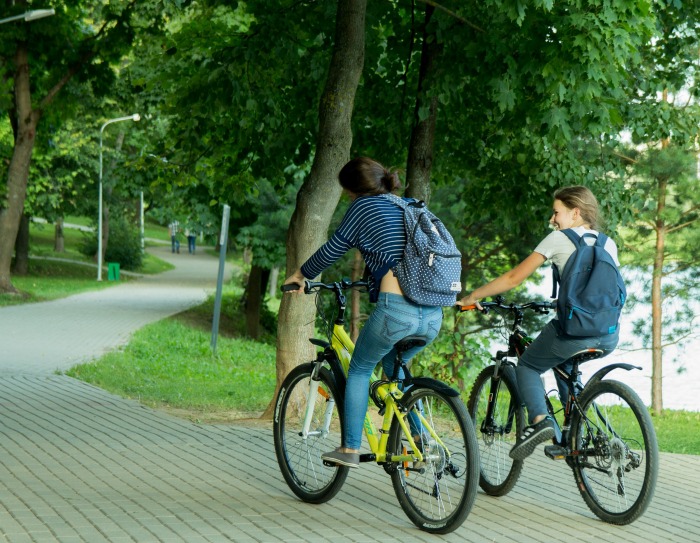 Riding a bicycle to work saves on money and gets you fit at the same time.