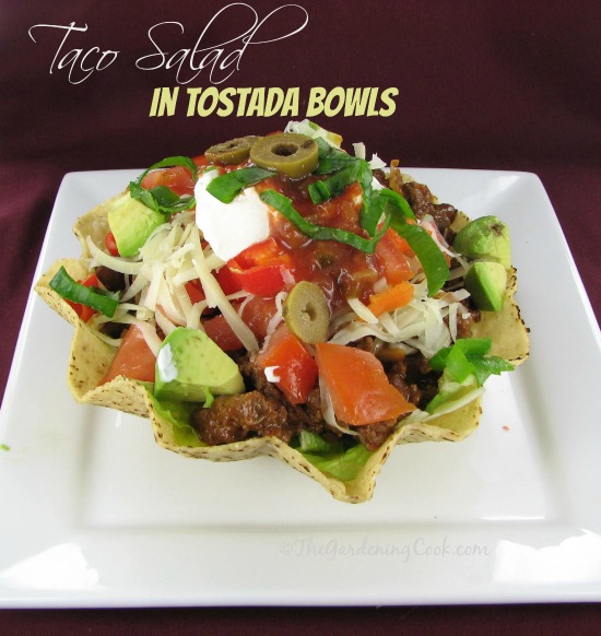 Taco salad in Tostada bowls #mexicancooking