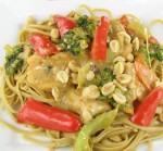 Peanut Chicken Pasta with Fresh Vegetables