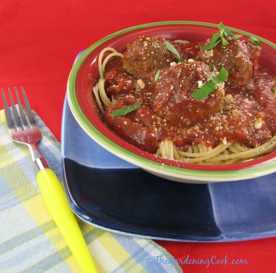 Savory Italian meatballs and spaghetti