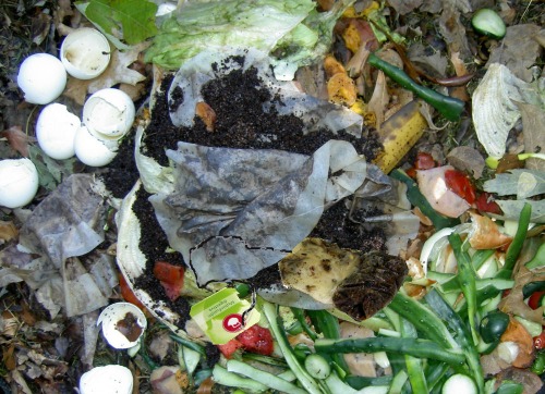 add tea bags to a compost pile