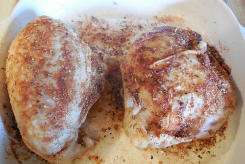 Precooked chicken with the BBQ smoky dry rub