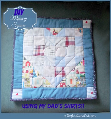 DIY memory square made from recycled old shirts. See how to make yours at thegardeningcook.com/memory-square