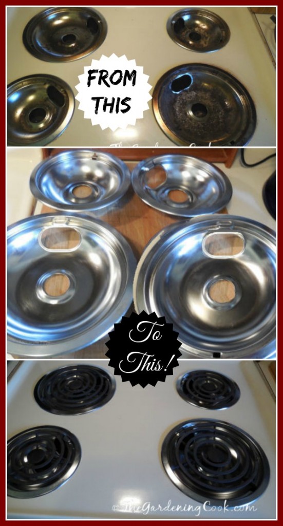24 hours, three ingredients and very little elbow grease took my grungy burner drip pans from ugly to super clean the easy way. Find out how at thegardeningcook.com/easy-drip-pan-and-burner-cleaning