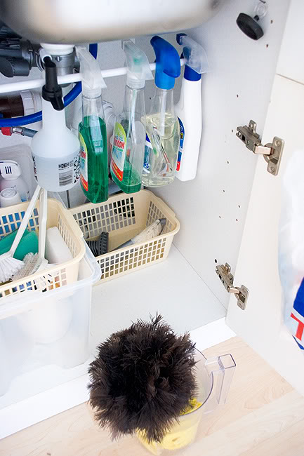 Tension rods are great for spray bottles