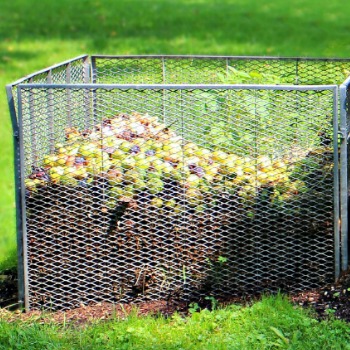 Gardening waste in a compost bin.