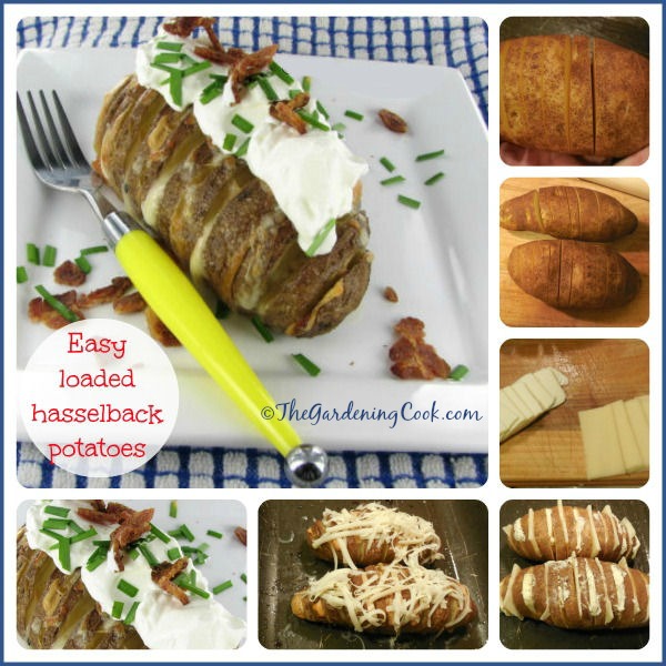 Hasselback potatoes. Loaded with flavor but easy to do.
