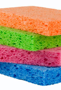 soak sponges in hydrogen peroxide to sanitize them.