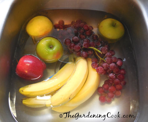 Hydrogen peroxide and water makes a great vegetable soak.