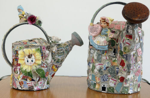 Mosaic watering cans