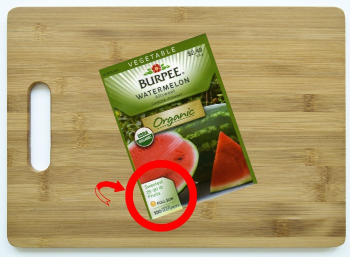 Seed packages tell size of fruit and length of time to harvest