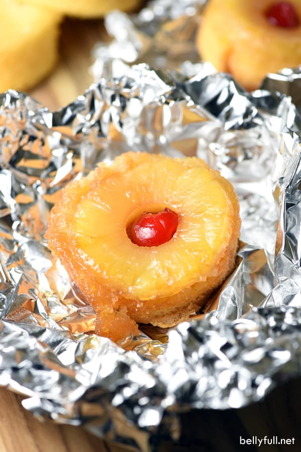 Pineapple upside down foil packets from Belly Full