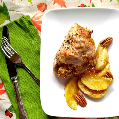 Apple pecan stuffed pork chops