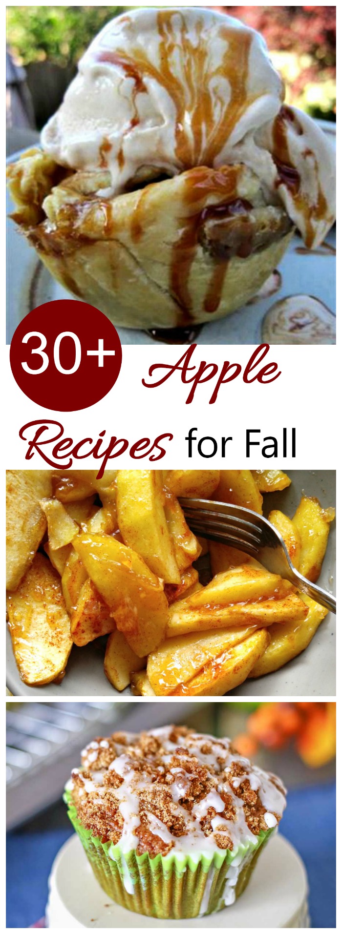 Use the bounty of autumn's apples with one of these 30+ apple recipes. From side dishes, to main courses and desserts, we have you covered. #applerecipes #fallrecipes